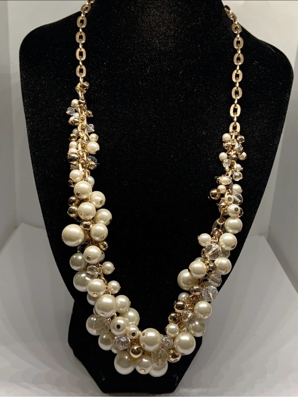 The Limited Gold and Ivory Cluster Faux Pearl Necklace
